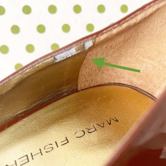 Marc Fisher Platform Peep Toe Heel Brown Patent Leather Dress Shoe Size 6.5 - Picture 12 of 13